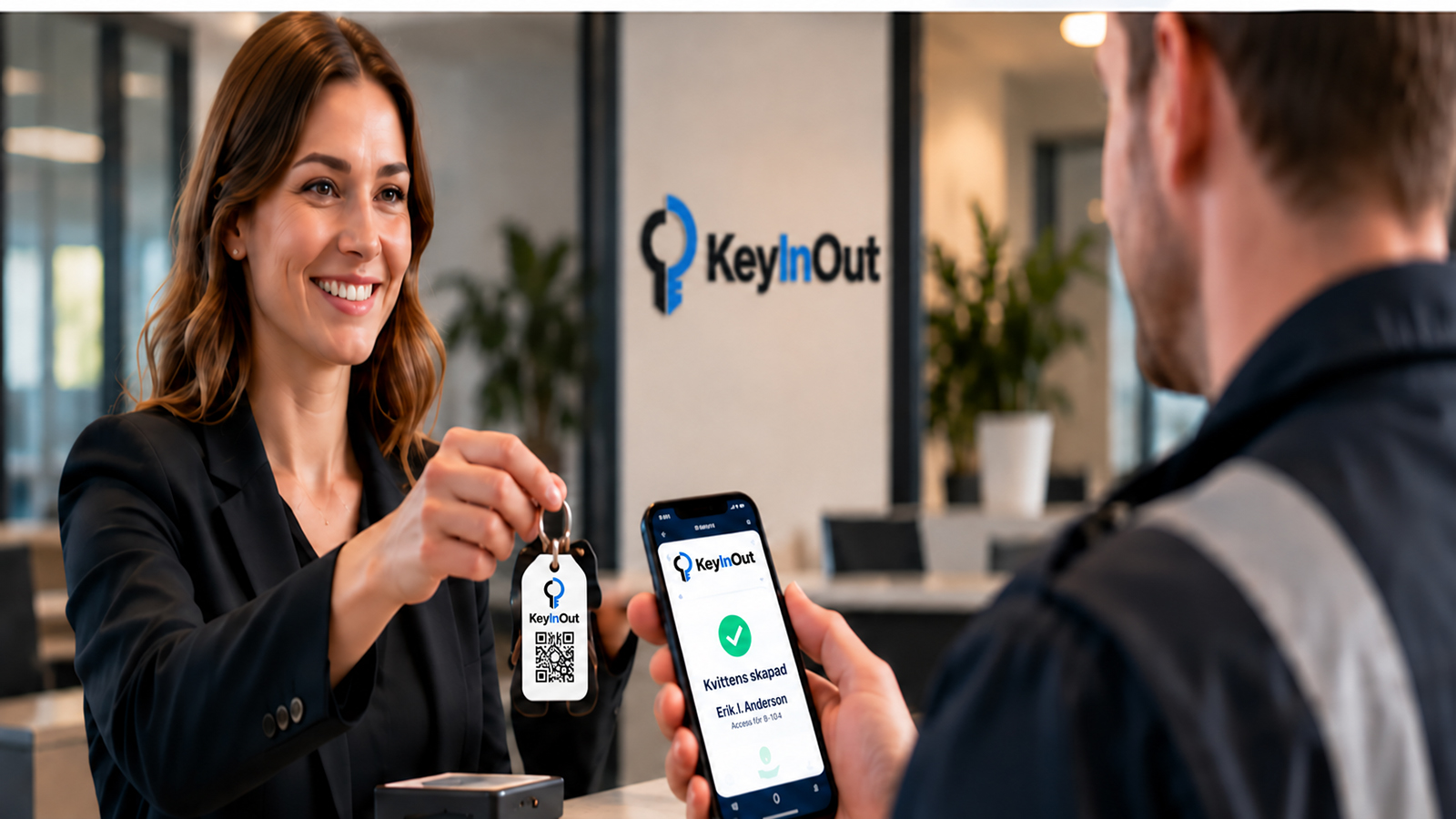 Professionell nyckelöverlämning med KeyInOut i företagsmiljö
